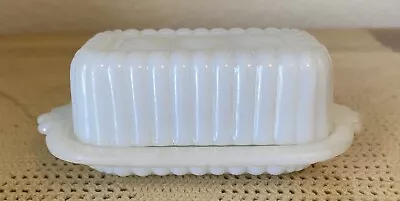 Vintage Hazel Atlas Milk Glass Half 1/2 Stick Butter Dish & Lid • $14.99