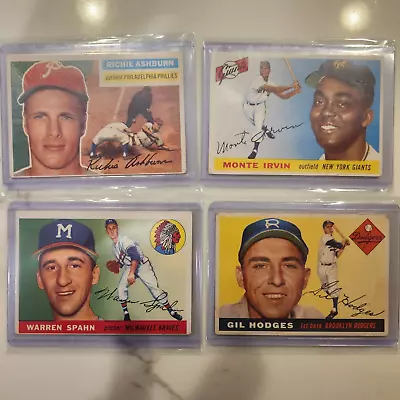 Lot Of 4 1955 Topps Cards: Richie Ashburn Monte Irvine Warren Spahn Gil Hdges • $23.50