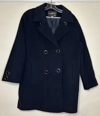 David Barry Coat Size 12 Navy Vintage Ladies Wool Cashmere Winter Buttons • £35.99