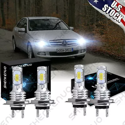 For Mercedes-Benz C250 C300 C350 - 4X Combo Headlight High & Low Beam LED Bulbs • $38.46