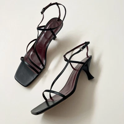 $190 • Buy Staud Gita Sandals Strappy Avant Garde Low Heel Black Size 41.5 / 11.5