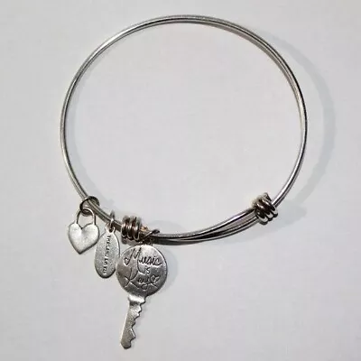 Sterling Silver Bangle Music Key Charm Bracelet LA • $12