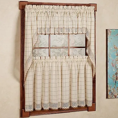 Adirondack Cotton Kitchen Window Curtains - Toast - Tiers Valance Or Swag • $18.89