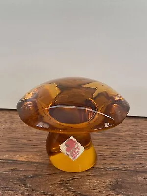 Vintage Viking Glass Mushroom AMBER 2.5  Tall X 3  Wide  • $135