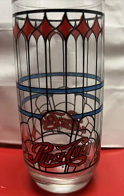 Vintage Pepsi-Cola Tiffany Style Stained Glass 1970’s Drinking Glass • $8.14