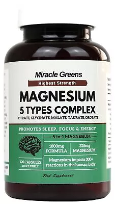 5 In 1 Magnesium Complex – Citrate Glycinate Malate Taurate Orotate  1800mg • £23.99