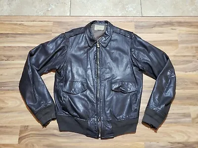 VTG R&R Offical US Border Patrol Leather Bomber Brown Jacket L 42 A2 Style • $79.99