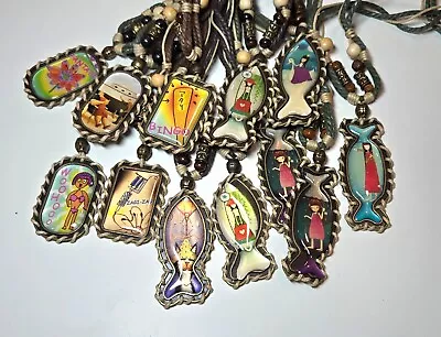 Teen Necklace Lot Of 12 Vintage Print Fish Rectangle Braided Beaded Necklace 18  • $16.95