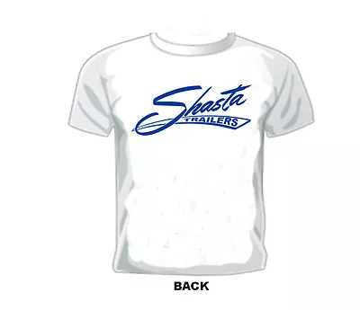 VINTAGE TRAVEL TRAILER T-SHIRT SHASTA TRAILERS In BLUE LETTERING • $19.99