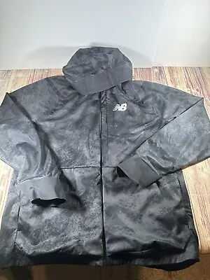 Men’s New Balance Black All Terrain Hooded Waterproof Jacket Sz Medium Running • $34.30