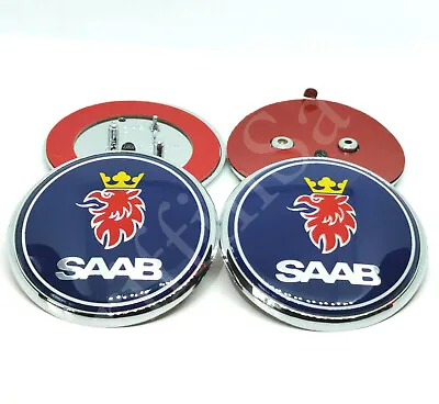 2 X Saab 93 9-3 Convertible Badge Set 1998-2003 Front Bonnet Rear Boot Emblem • £27.99