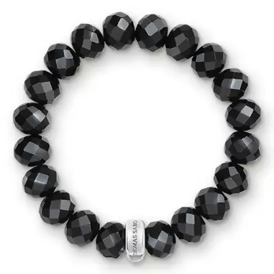 Cx0035l Thomas Sabo Large C/club Black Obsidian Bracelet 17.5cm • $40