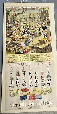 August 1942 MORRELL HAMS Walt Disney Wall Large Calendar Band Concert Page Vtg • $11