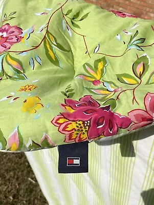 TWO (2) Tommy Hilfiger Rooftop Terrace Green Floral Comforters COTTON Twins 8765 • $90