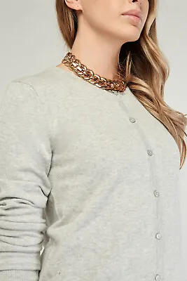 £7.99 • Buy Women Ex H&M Cotton Fine Knit Button Cardigan Round Neck Long Sleeve Tops