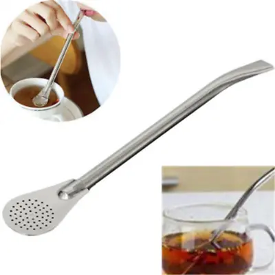 USA Tea Stainless Steel Drinking Yerba Mate Straw Gourd Bombilla Filter Spoon • $2.15