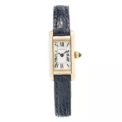 Cartier Tank Americaine Mini 1380 18k YellowGold Roman Dial Quartz Watch 14x28mm • $4695