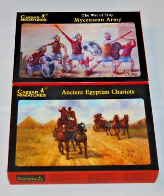 2 Caesar Miniatures  Ancient Egyptian Chariots & Mycenaean Army Toy Soldiers • $13.17