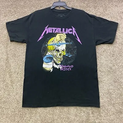 Metallica Shirt Mens Medium Black Short Sleeve Band Damaged Justice Pushead • $13.49