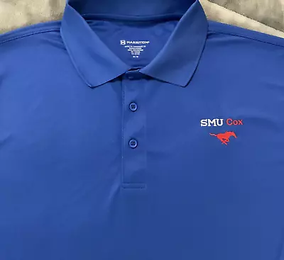 SMU Mustangs Cox School Of Business Blue S/S Stretch Polo Shirt Mens Sz Medium • $29.95