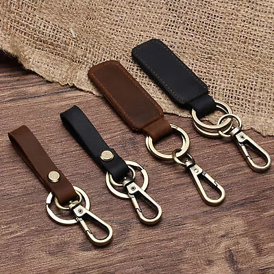 Men Creative Metal Leather Key Chain Ring Keyfob Car Home Keyring Keychain Gift • $8.48