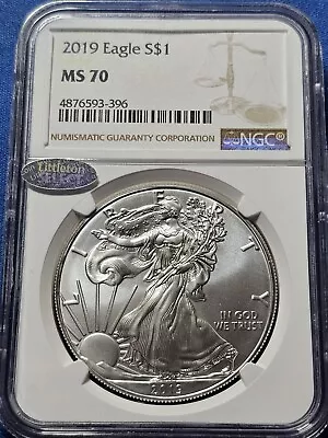 2019 $1 American Silver Eagle Ngc Ms70 Classic Brown Label Littleton Select  • $53.99