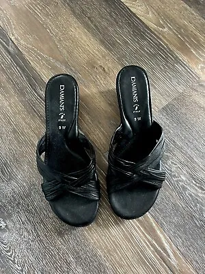 Damiani’s Black Comfort Wedge Shoe Slide  Slip On Sandal Womens 9 Made In Italy. • $27.99