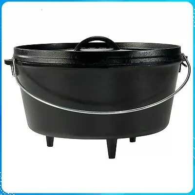 Lodge Seasoned Cast Iron Deep Camp Dutch Oven 12 Inch 8 Quart L12DCO3 • $75.36