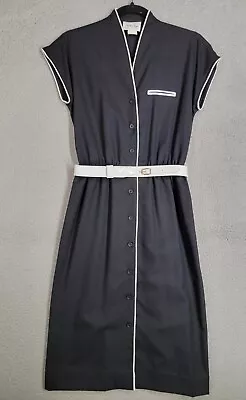 Vintage Shirt Dress Size 7/8 Belted Jonathan Logan Black 80s Short Sleeve  • $29.99