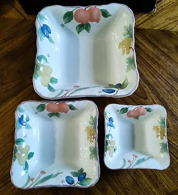 Lot Of 3 MIKASA Country Classics Fruit Panorama Square Vegetable Serving Bowls • $48