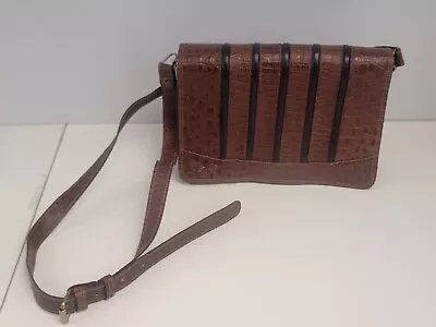 Vintage Authentic Alligator Skin Brown Crossbody Shoulder Bag • $24