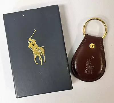 Polo Ralph Lauren Key Chain Ring Fob Signature Leather Pony Brown Chestnut 3  • $25