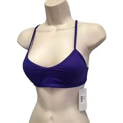 L*Space By Monica Wise Sapphire Blue Crochet Lace Back Bernie Swim Bikini Top M • $19.95