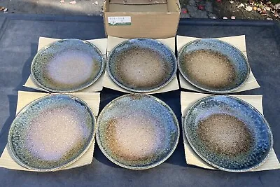 NEW Set Of 6 Kotobuki Crackle Glaze 7.5  Round Lunch Plate Japanese • $49.99