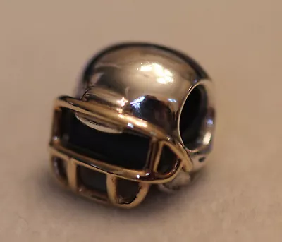 £71.16 • Buy New In Bag  Pandora Football Helmet 790570 Retired Sterling And 14k Gold W/box 