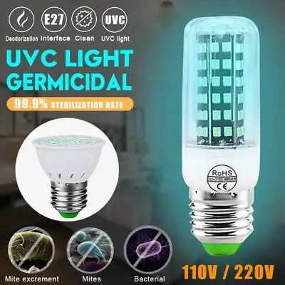 E27 2385 SMD LED Sterilize 250nm UV-C Light Germicidal UV Bulb Lamp Disinfection • £5.90