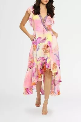 $279 • Buy Camilla Ruffle Wrap Dress In South Beach Sunrise Size 10 AU