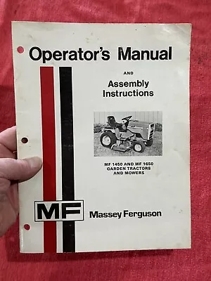 Original Massey Ferguson Mf 1450 / Mf 1650 Garden Tractor Operators Manual 1977 • $23.50