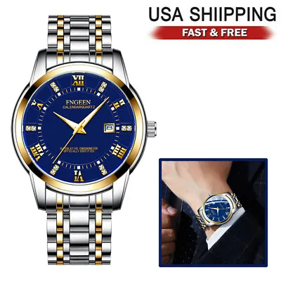 Men's Waterproof Stainless Steel Quartz Luminous Classic Business Watch • $11.98