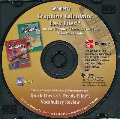 9780078928789 Geometry & Algebra 2 Graphing Calculator Easy Files TI-Nspire • $45