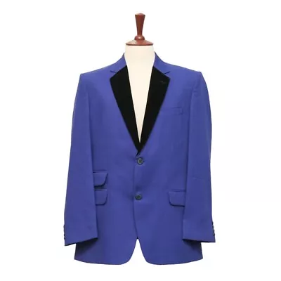 Mens Blazer Purple Black Wool Velvet Formal Tuxedo Jacket Wedding Sport Coat 44R • $142.49