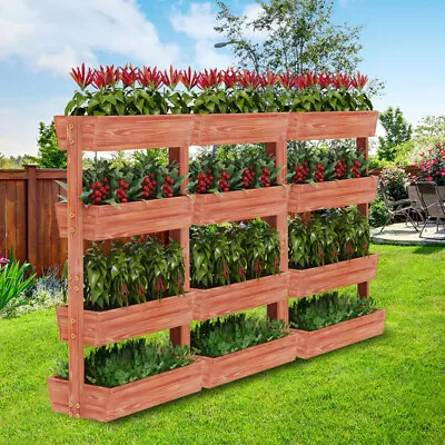 Wood 4-Tier Raised Garden Bed Large Elevated Planter Box Removable Container Box • £45.91