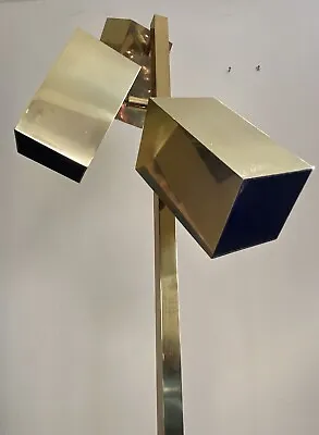 Brass Cubist Floor Lamp By Robert Sonneman For Koch & Lowy Ca. 1970 Modernist • $340