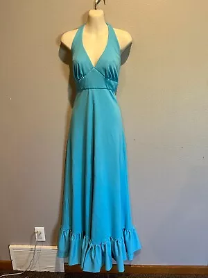 Women's Vtg Retro HANDMADE Boho Hippie Festival Maxi Halter Dress Size XS/S • $15