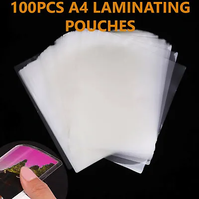 100 X A4 LAMINATING POUCHES GLOSS LAMINATOR LAMINATE SHEETS SLEEVES 150 MICRON • £9.89