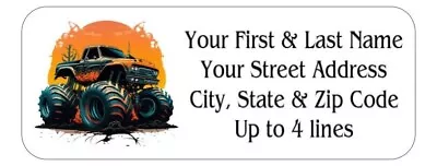 150 Monster Truck Sunset Mailing Return Address Labels Personalized • $7.99