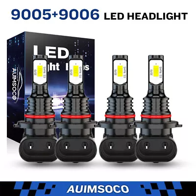 9005 9006 LED Headlight Kit Combo Bulbs  High Low Beam Super Bright 10000K White • $25.99