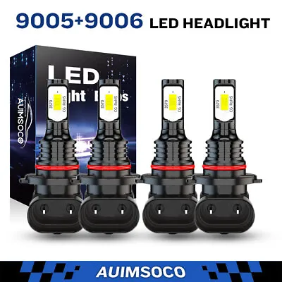 Combo 9005 9006 LED Headlights Kit Bulbs 6500K High Low Beam Super White Bright • $25.99