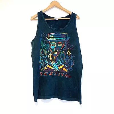  Vintage Rare 1995 New Orleans Jazz Festival Men’s Vest Picasso Large 90s • £34.95