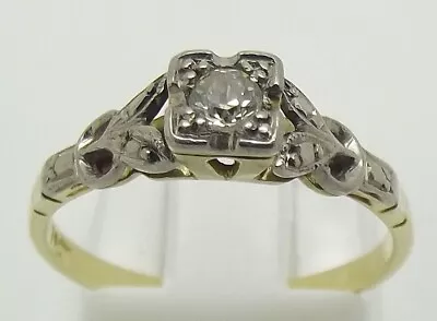 Solid 18ct Yellow & White Gold Solitaire Diamond Engagement/dress Ring-size K1/2 • $330